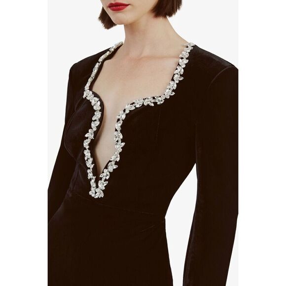 Bardot Women's Black Audrina Velvet Mini Dress Size Large NWOT - Picture 2 of 12